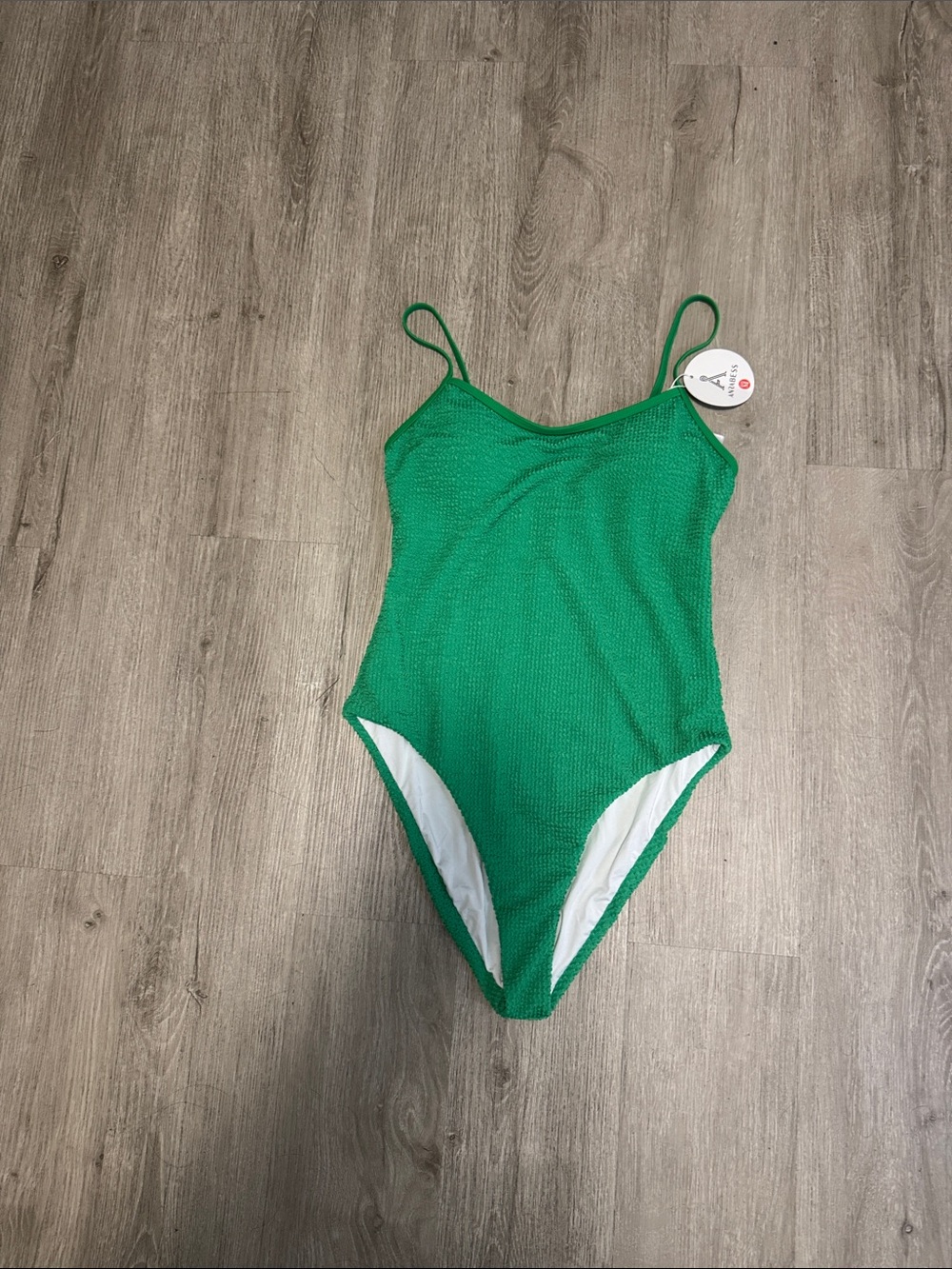 Textured Emerald Green One-Piece Swimsuit with Slim Straps